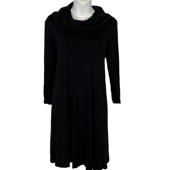 Adrienne Vittadini Womens Solid Black Cowl Neck Ponte Knit Stretch Dress sz S - Picture 1 of 16